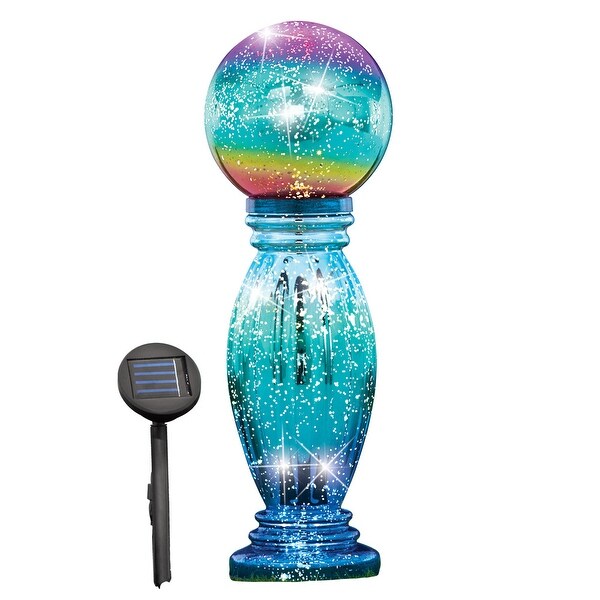 Glass column gazing ball with solar light best sale