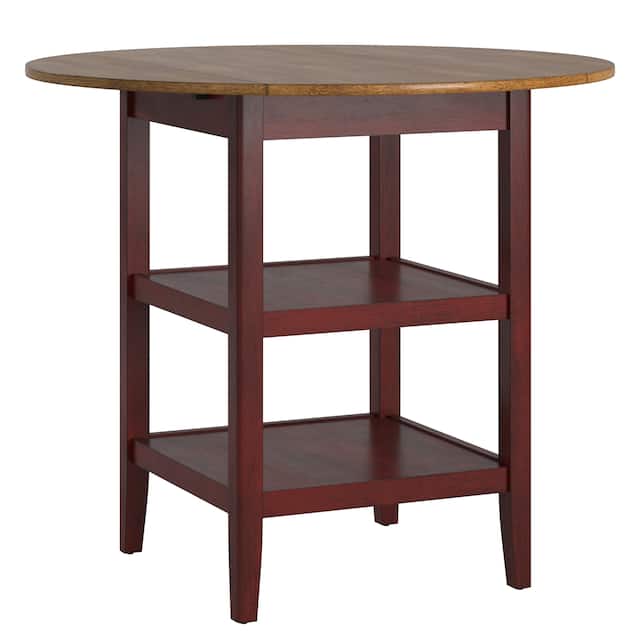 Eleanor Round Counter-height Drop-leaf Table by iNSPIRE Q Classic - Oak & Antique Berry Red