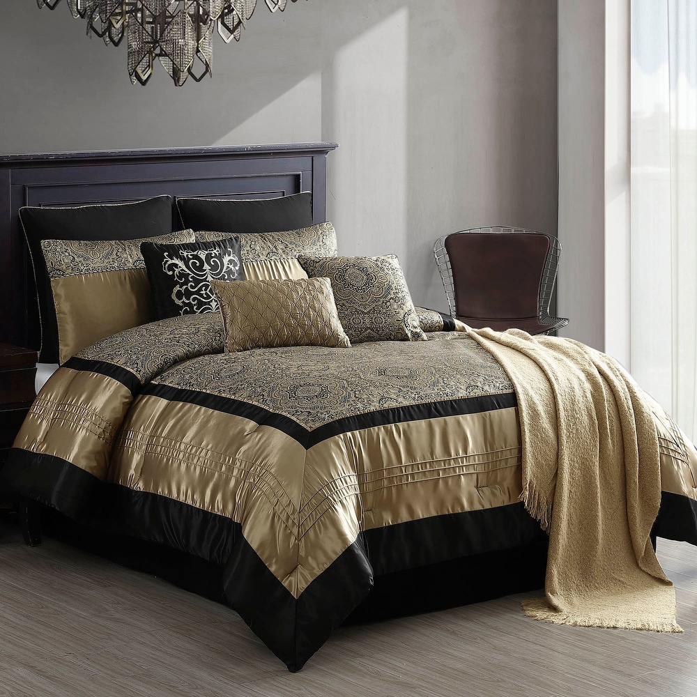 Kings Park 10 Pc Comforter Set Black Gold King Shefinds