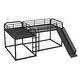 preview thumbnail 6 of 24, Industrial Modern Style L-Shaped Full and Twin Size Bunk Bed with Built-In Short Ladder and Slide,Sturdy Metal Frame