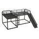 preview thumbnail 15 of 16, L-Shaped Metal Bunk Bed Frame Full over Full and Twin over Twin with Slide and Short Ladder - 4 Beds in 1 for Kids Bunkbeds