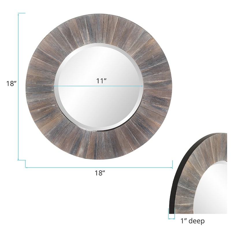 Allan Andrews Round Beveled Mirror with Radiating Wood Slat Frame - 18"D