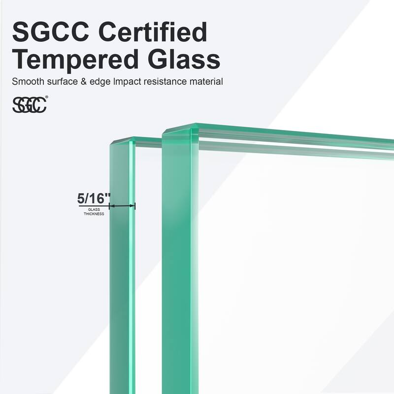 Frameless Clear Tempered Glass Single Sliding Shower Door with 5/16" Thick