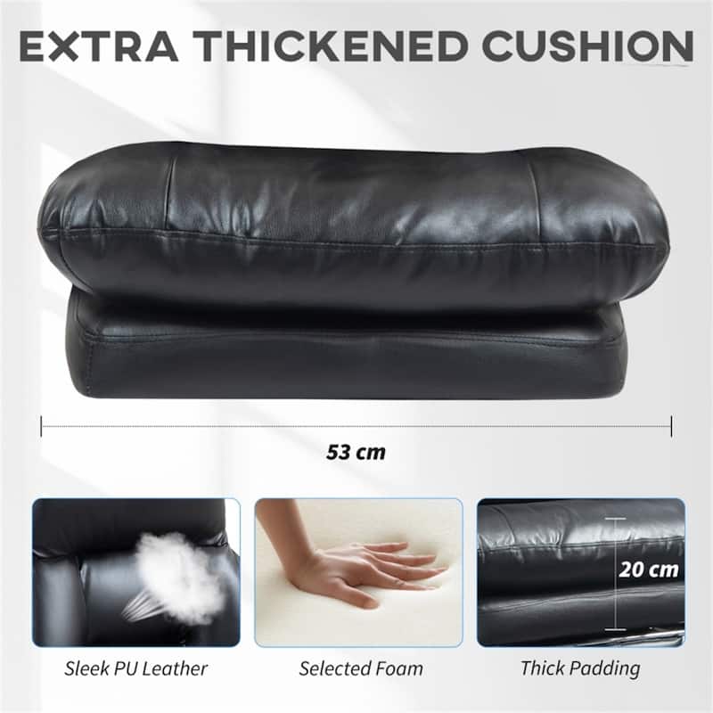 High Back Adjustable Seat Height PU Leather Desk Chair with Thick Cushion and Recline Function