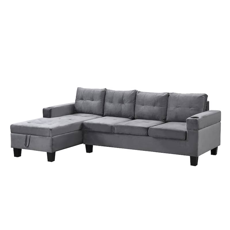 97.8" Modern 4-Seat Sofa Set with Storage Chaise