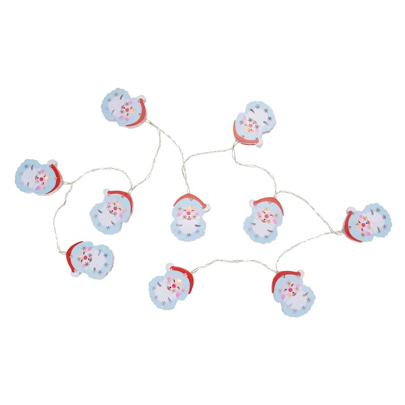 10-Count LED Santa Claus Christmas Fairy Lights 4ft Copper Wire - 4'