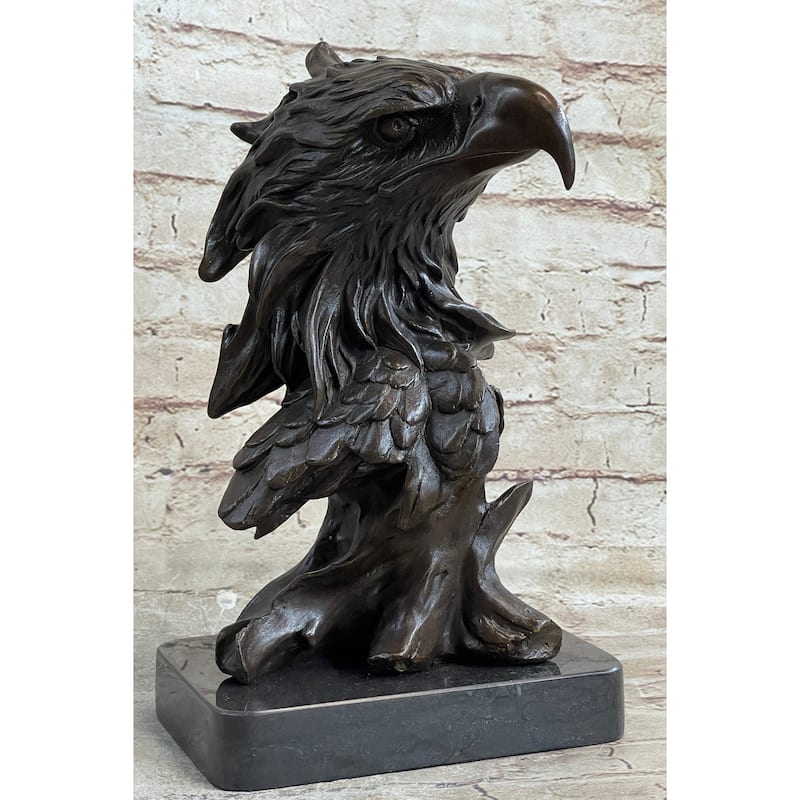 Signed Original Milo American Eagle On A Tree Branch Marble Bronze Sculpture Art