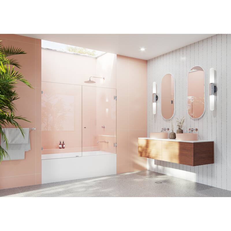 Glass Warehouse 58.25" x 66" Frameless Shower Bath Door - Wall Hinge