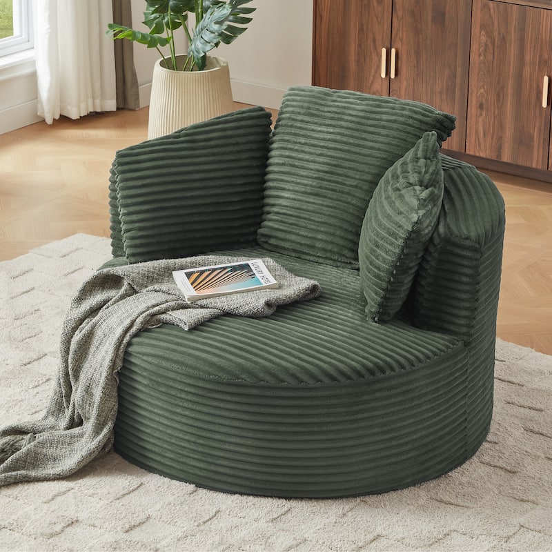 Modern Accent Chair with Plush Sponge & Pocket Spring Support, Round Chair Lounge Chair with Cushioned Backrest