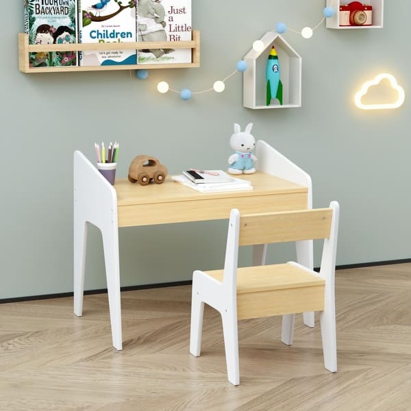 slide 2 of 6, Nordic Modern Kids Table & Chair Set - Eco-Friendly MDF Wood, Multi-Use Learning/Play/Dining, Easy Assembly Child-Safe Design White