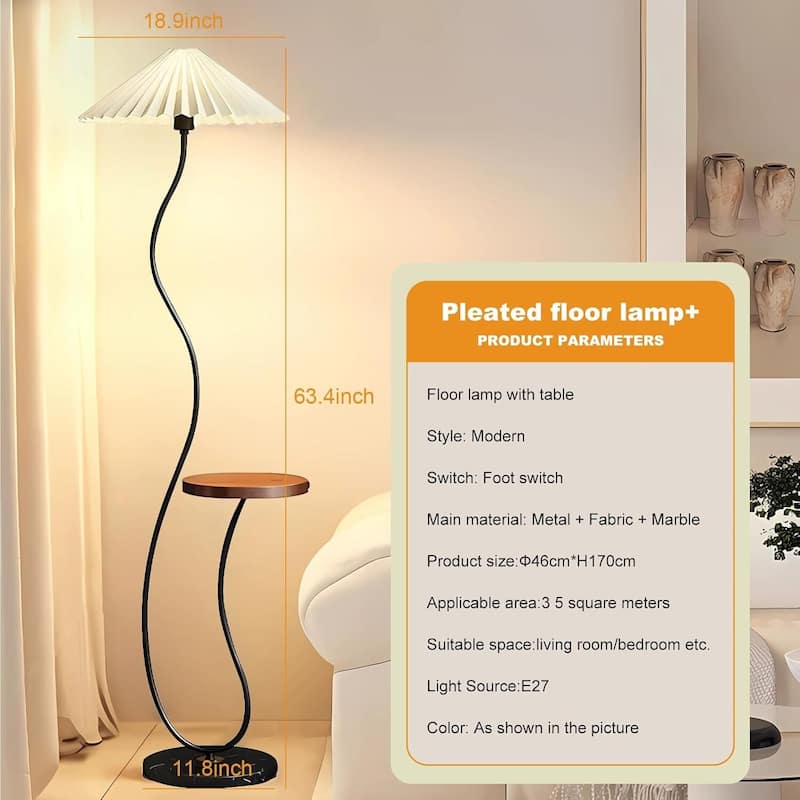 Modern Pleated Floor Lamp with Tray