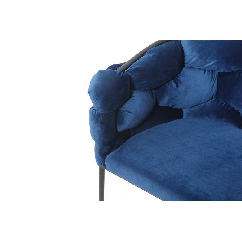 Modrest Debra Modern Blue Velour Dining Chair