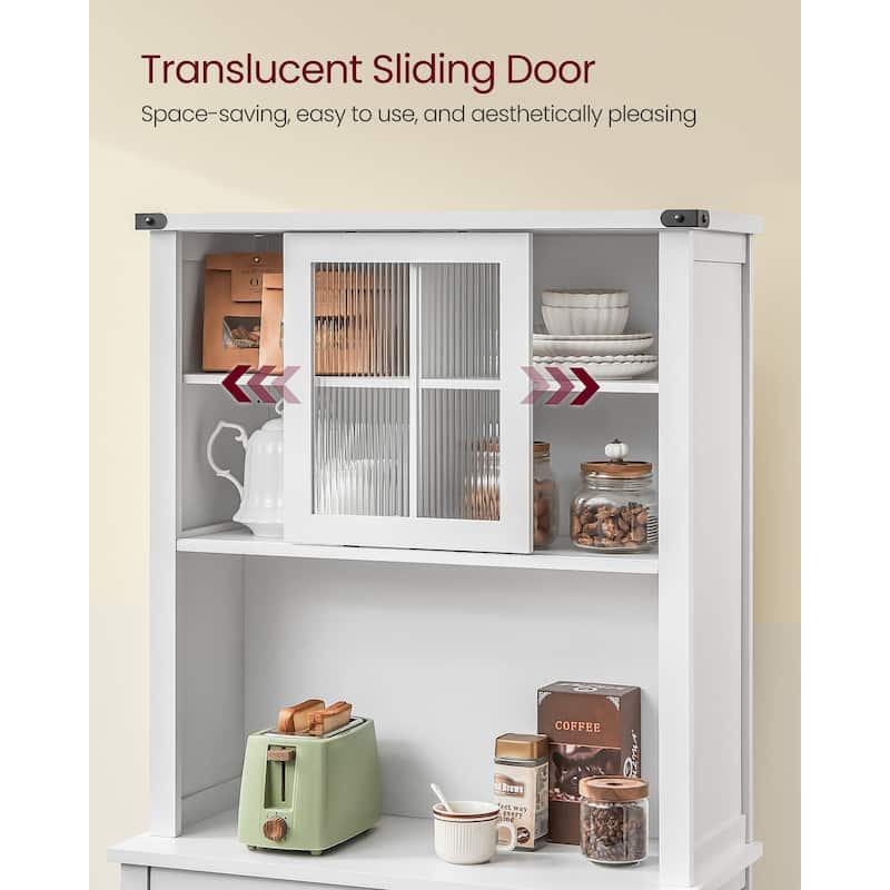 71" Modern Kitchen Pantry Storage Cabinet with Adjustable Light and Charging Station for Bar or Dining Room