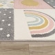 preview thumbnail 2 of 6, Colorful Kids Rug for Girls Room with Rainbows & Clouds in Pink