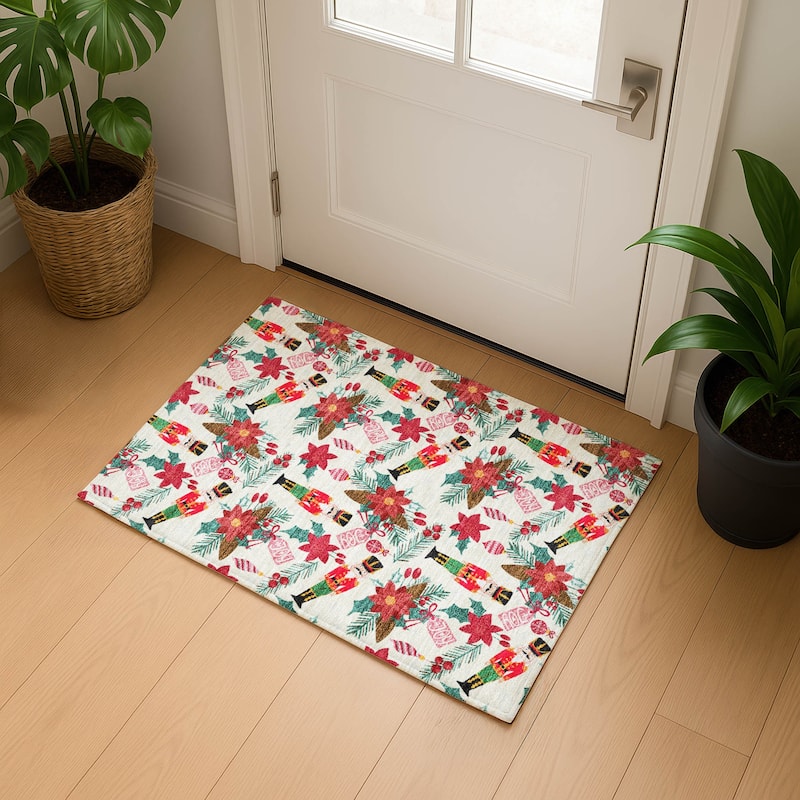 Premium Washable Super Soft Holiday Nutcracker Mayfield Rug - Ivory - 1'8" x 2'6"