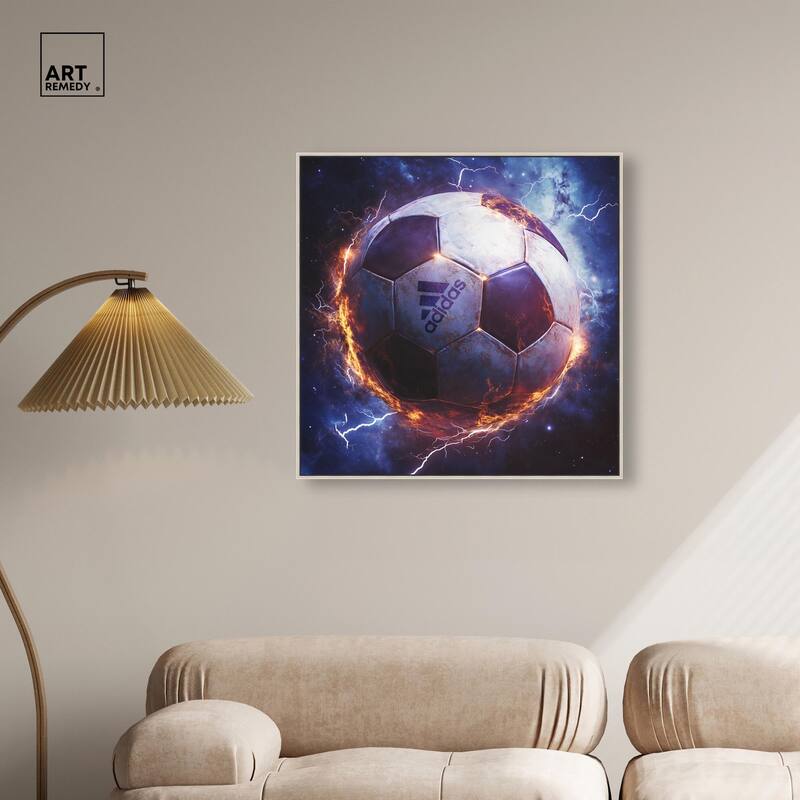 Electrify Soccer Ball Canvas by Art Remedy