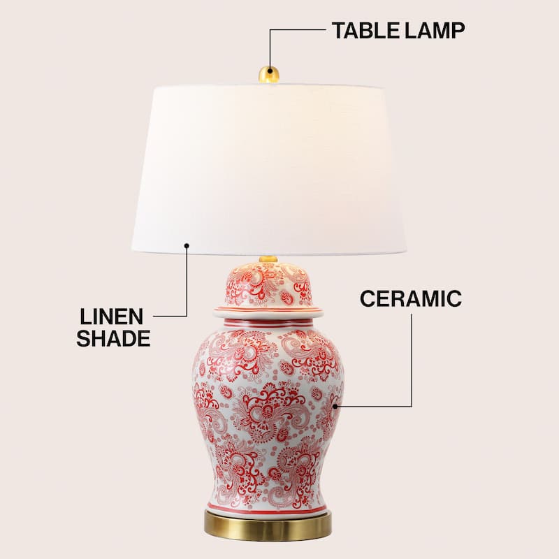 Grace 29.5" Ceramic LED Table Lamp, Blue/White by JONATHAN Y