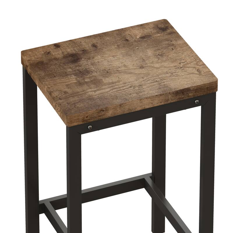 Long Dining Table Set with 3 Stools Pub Kitchen Set Side Table with Footrest