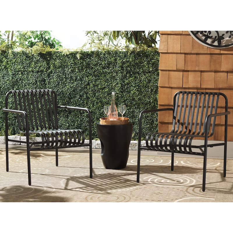 SAFAVIEH Outdoor Patio Furniture Core Armchair (Set of 2), Fully Assembled - 26"W x 28"D x 32"H - Black