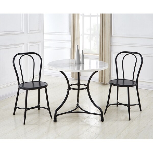 Callao 34 Inch Round Marble Bistro Table by Greyson Living Black