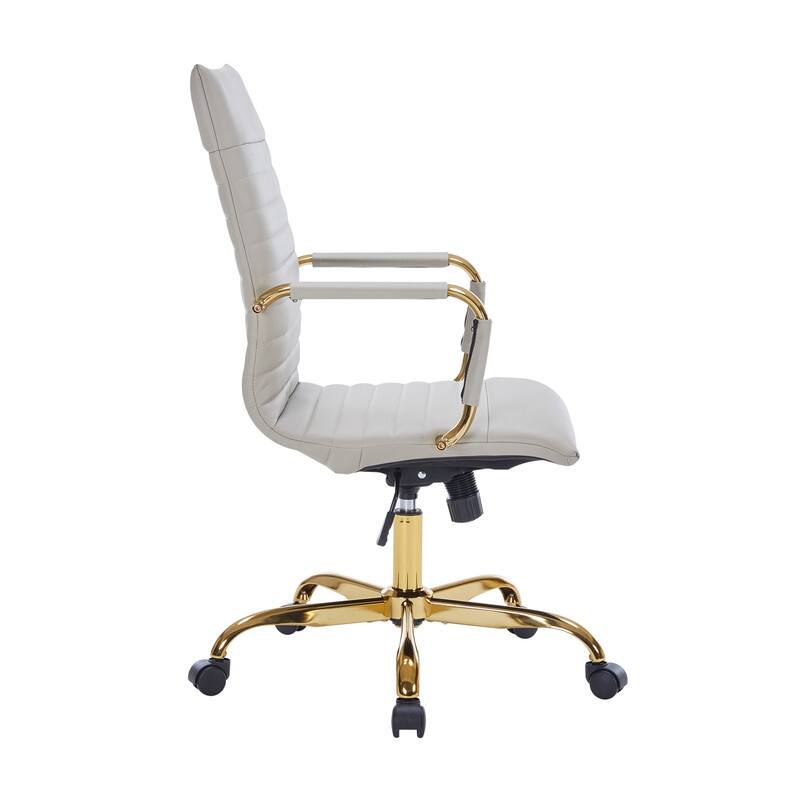 LeisureMod Harris Leatherette Office Chair With Gold Frame - Grey - 23"Dx23"Wx46"H