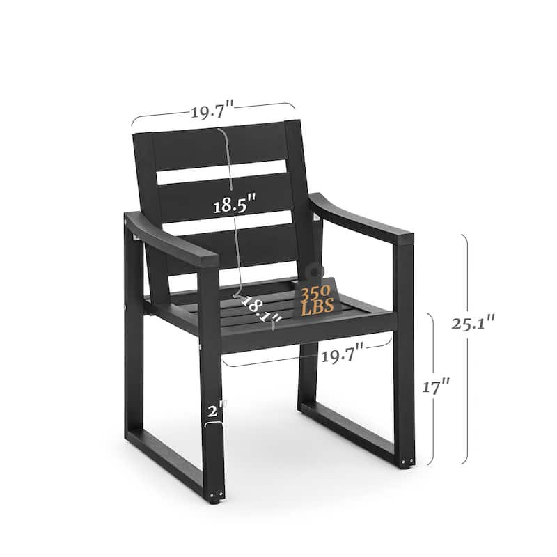 Stationary All-Weather Patio Square-Leg HDPS Dining Chair - 23.6"D x 24.6"W x 34.6"H