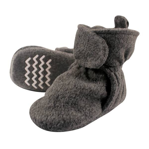 slide 1 of 1, Hudson Baby Baby Cozy Fleece Booties, Dark Gray 0-6 Months - Dark Gray
