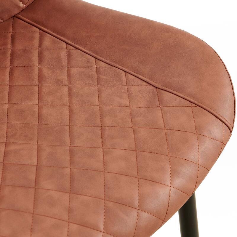 Mid-Century Leathaire Dining Chairs,Side Chair with Metal Legs - Brown - Set of 4