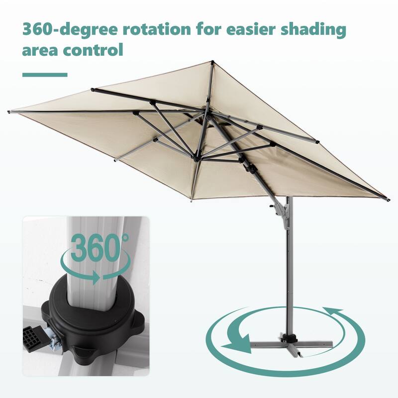 12' x 9' Rectangular Double Top Cantilever Patio Umbrella