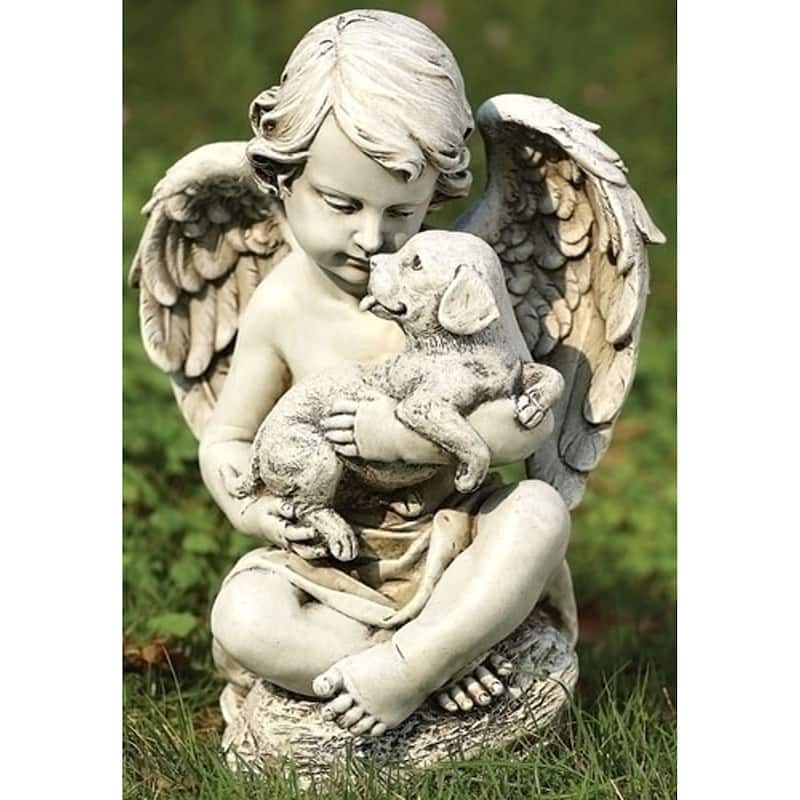 11.5" Sitting Cherub Angel with Wings Garden Statue