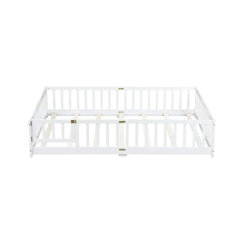 Queen Size Floor Bed with Fence