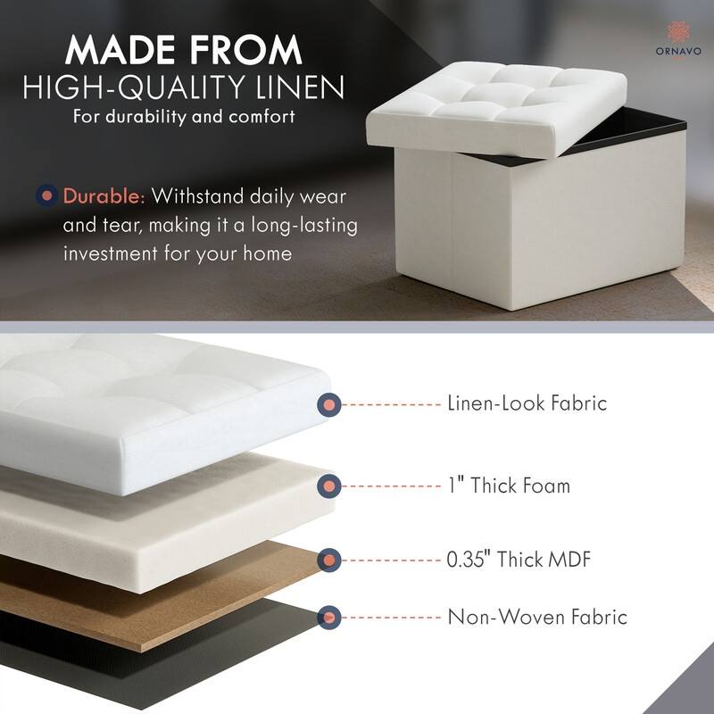 2 Pack Small Rectangle Foldable Storage Ottoman
