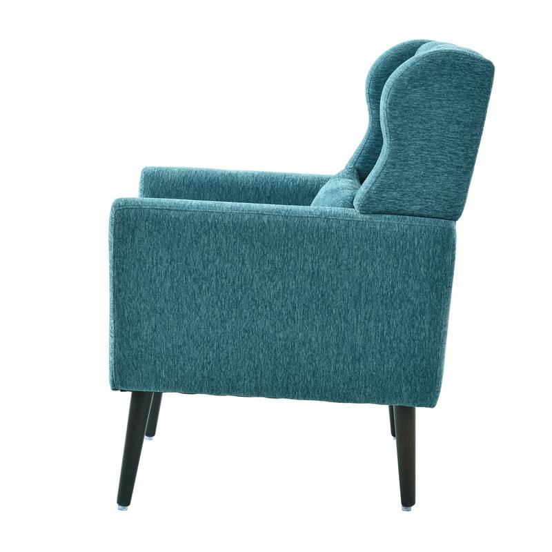 Modern Chenille Upholstered Armchair with Pillow and Solid Wood Leg