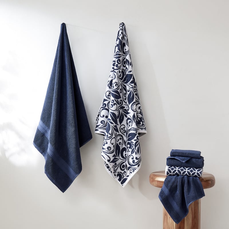 Modern Threads Trefoil Filigree 6 Piece Yarn Dyed Jacquard Towel Set