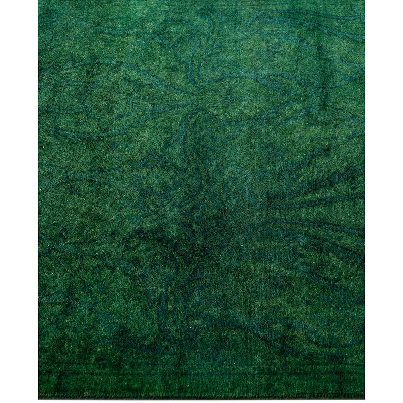 Overdyed One-of-a-Kind Hand-Knotted Runner Rug - Green - 2' 7" x 9' 0"