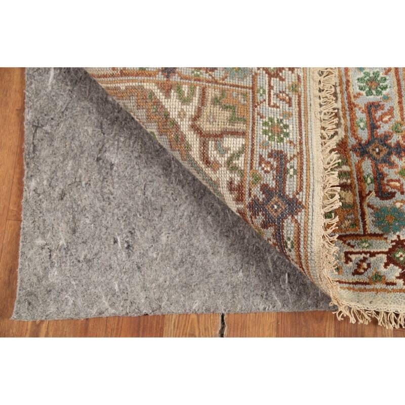 Gray Geometric Heriz Serapi Indian Accent Rug Handmade Wool Carpet - 2'0"x 3'0"