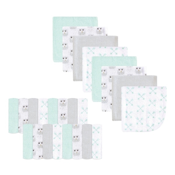 slide 1 of 1, Luvable Friends Baby Unisex Super Soft Bundle Washcloths, Gray Owl, One Size - Gray Owl - One Size One Size - Gray Owl