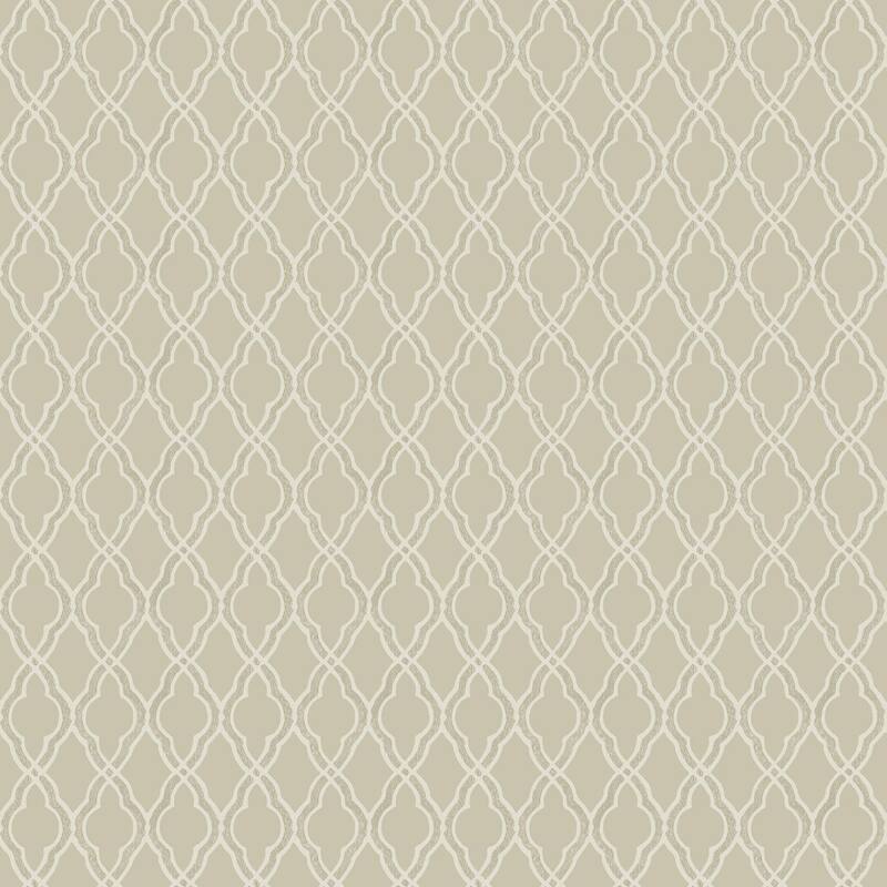 Galerie Wallcoverings Italian Style Geometric Trellis Vinyl on Non-woven Matte Wallpaper Roll - 33 feet x 21 inches - Beige