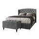 preview thumbnail 2 of 27, CraftPorch 2 Piece Bedroom Bench Set Velvet Wingback Upholstered Bed