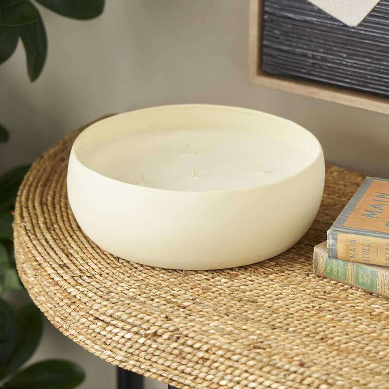 Beige, Black or Cream Metal Scented Textured 63oz 5 Wick Decorative Candle with White Wax - Cream - Tropical Fruit Medley Scented