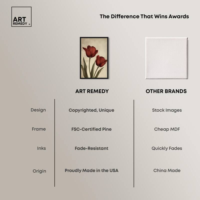 Deep Red Tulips Canvas by Art Remedy