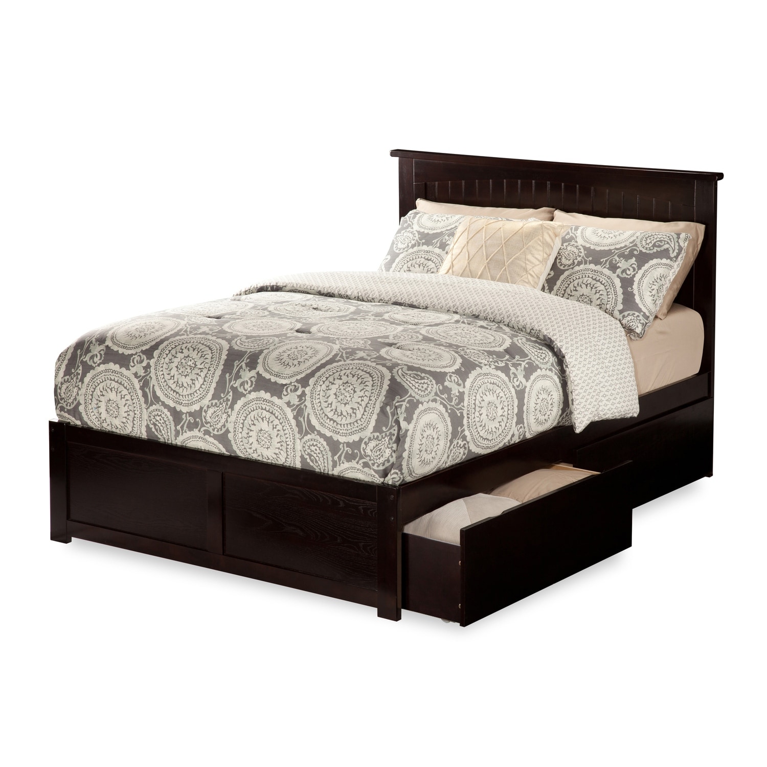 Platform Bed - Storage Bed with Flat Panel Footboard & USB Charger
