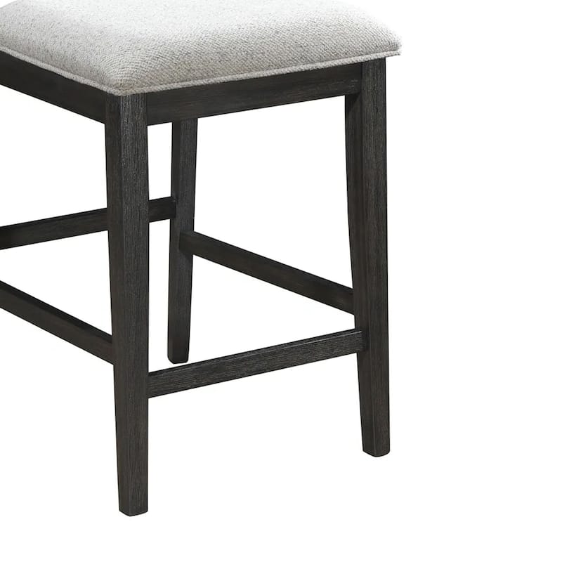 Kliu Counter Height Chair Set of 2, Light Gray Fabric, Black Wood Frame