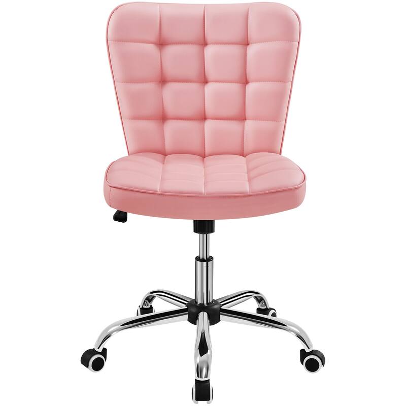 Yaheetech Modern Faux Leather Armless Desk Chair Task Chair with Chrome-finish Metal Base - N/A
