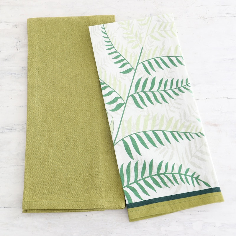 Novica Handmade Pistachio Jungle Cotton Dish Towels (Set Of 2)