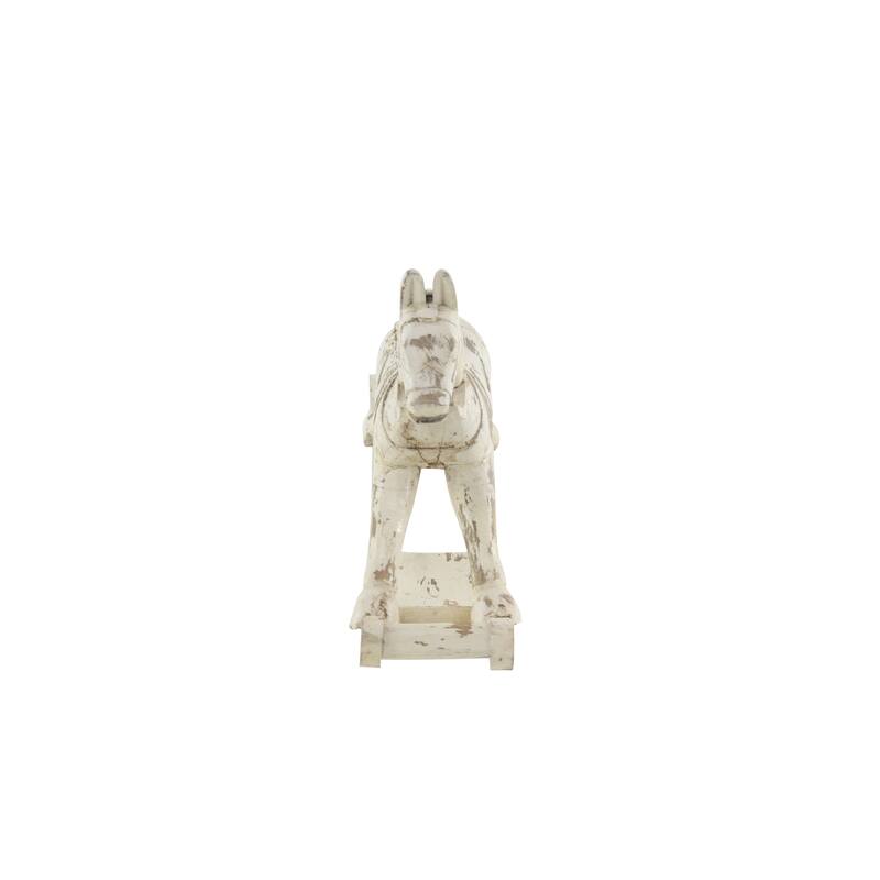 White Mango Wood Horse Decorative Sculpture