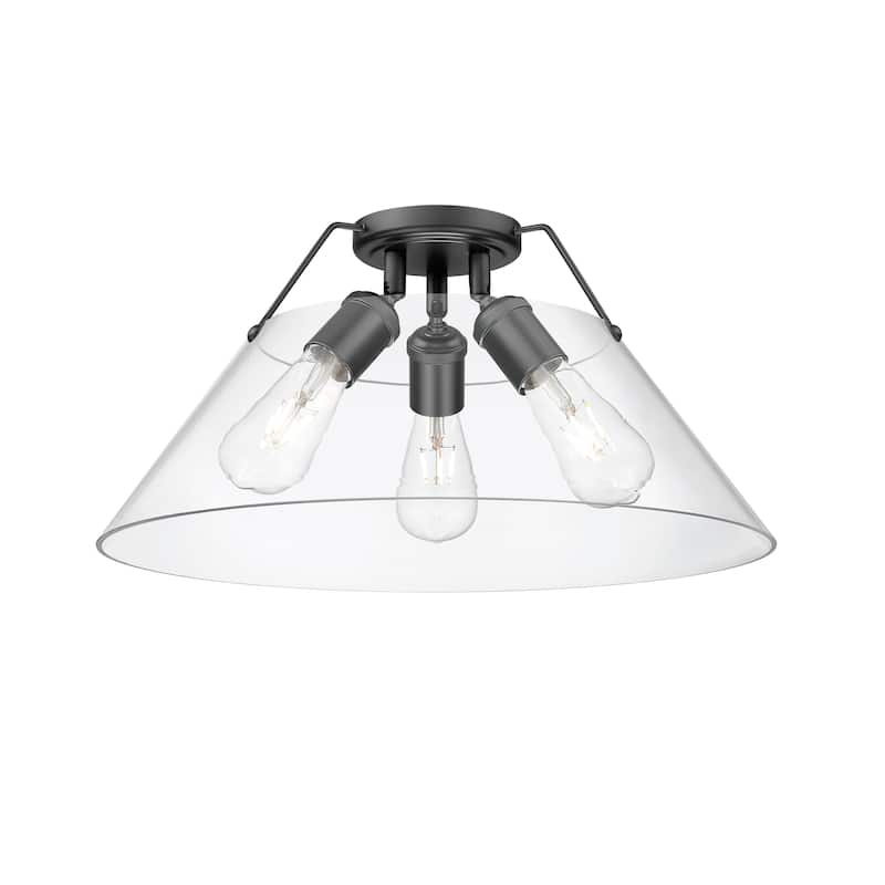 Orwell 3-Light Flush Mount in Matte Black with Clear Glass