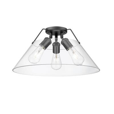 Orwell 3-Light Flush Mount in Matte Black with Clear Glass