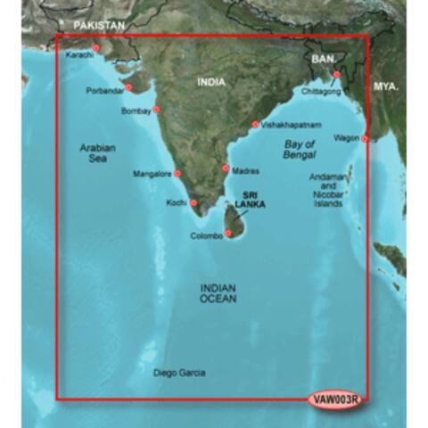 3" Garmin VAW003R Indian Sub Continent Bluechart G2 Vision GPS