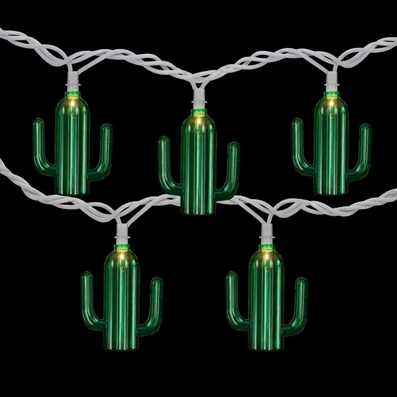 10ct Green Cactus String Lights 6ft White Wire